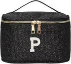 EURYNOME Makeup Bag with Custom Letter P, Water-Resistant Travel Organizer Pouch, (8.3x5.1x5.1 Inch) Cosmetic Case for Women