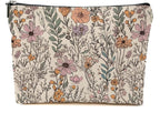 Secret Santa Gifts Vintage Wildflowers Makeup Bag Floral Garden Flower Cosmetic Bag Friend Friendship Gifts for Women Girls Sister Coworker Botanical Zipper Pouch Christmas Thanksgiving Birthday Gift