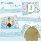 Personalized Quilted Cosmetic Bag, Puffy Monogrammed Christmas Birthday Gifts for Women & Girls, Cute initial Floral Makeup Bag Puffer Coquette Bag, Aesthetic Travel Toiletry Zipper Pouch(Blue,O)