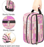 Custom Travel Toiletry Bag for Women, Large Makeup Bag, Cosmetic Bag, Comestic Essentials for Women, Light Pink Background