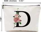 Initial A-Z Personalized Letter Makeup Bag, Monogrammed Bridesmaid Gifts/Presents Cosmetic Bag, Portable Stationery Storage Organizer Pouch, Friendship Love Travel Makeup Bags