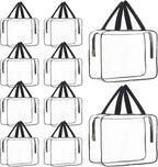 10 Pack Large Clear Makeup Cosmetic Organizer Bag with Handle PVC Plastic Toiletry Pouches with Zipper Transparent Makeup Bag, Plastic Tote Bags for Beach, Traveling