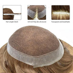 FACE MIRACLE Hair System for Men French Lace Mens Toupee Human Hair Replacement System Lace with PU Toupee for Men Male Hair Piece Wigs 6"X8" #22R