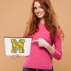 Softball Gifts Initial Monogrammed Cosmetic Bag Letter M Zipper Pouch for Girls Women Softball Player Coach Friend Graduation Birthday Gifts