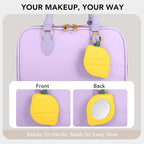 Travel Makeup Bag for Women Fashion Large Capacity Pouch Open Flat Cosmetic Portable Organizer Waterproof Large Opening Storage Toiletry Bags Vertical Free-Standing Brush Holder for Easy Access Purple