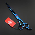 Purple Dragon 8 inch 3 in 1 Professional Pet Grooming Thinning Scissors - Upward Curved Shears and Dog Hair Cutting Scissor - Perfect for Pet Groomer or Family DIY Use (Blue)