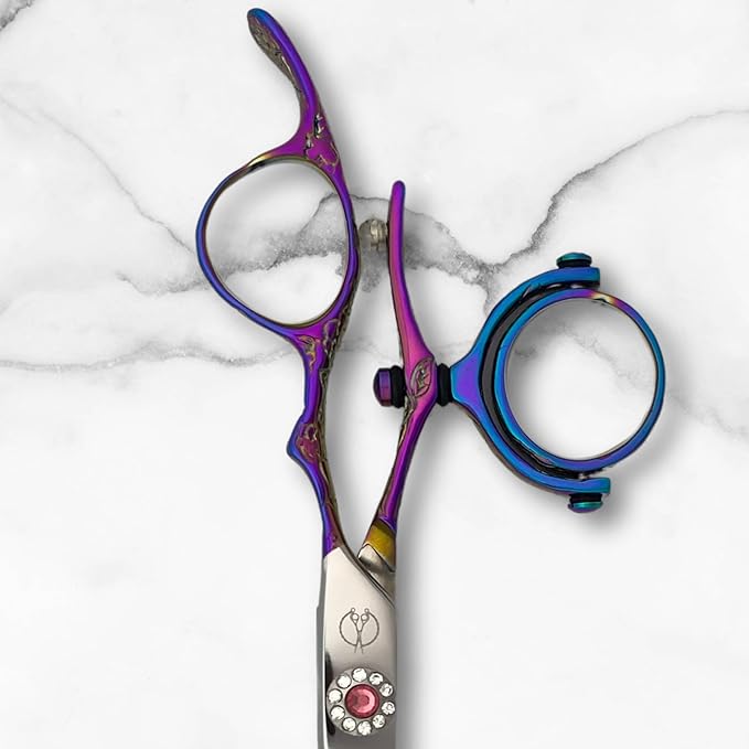 6-Inch Swivel Thumb Hair Cutting Scissors - Professional Salon and Barber Shears for Hairdressers, 440C Stainless Steel, Ergonomic Design, Precision Convex Blade