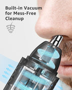 MANSPOT Nose & Ear Hair Trimmer for Men, 10000-RPM Electric Nose Trimmer for Men with Vacuum Cleaning System, IPX7 Waterproof, USB-C Charge, 90min Runtime,Magnetic Detachable Blade Head,Easy to Clean