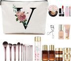 Initial A-Z Personalized Letter Makeup Bag, Monogrammed Bridesmaid Presents Cosmetic Bag, Portable Stationary Storage Organizer Pouch, Friendship LoveTravel Makeup Bags