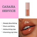 Sophia + Mabelle Hydrating Lip Oil – Lightweight, Non-Sticky & High-Shine Lip Gloss Oil – Moisturizing, Nourishing, Soothing Tinted Formula for Soft Lips – 3.7g (Cabana Service (Peach), 3.7g)