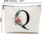 Initial A-Z Personalized Letter Makeup Bag, Monogrammed Bridesmaid Gifts/Presents Cosmetic Bag, Portable Stationery Storage Organizer Pouch, Friendship Love Travel Makeup Bags