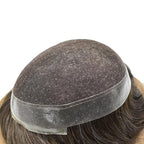 Toupee for Men French Lace Center Hairpieces Human Hair Replacement Systems Lace & Thin Skin Hair Piece Mens Toupee Hair Units for Man 8"X10" #320 3# DARK BROWN WITH 20% SYNTHETIC GREY