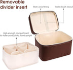 Makeup Case, Large Capacity Waterproof Double Layer Cosmetic Bag with Removable Divider, Double Compartment Brush Organizer, Multi-functional Travel Organizer