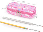 mibasies Girls Pencil Case for Kids, Multi-Slot Pencil Pouch, Flower Pink