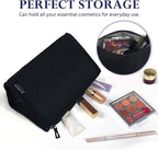 Aosbos Premium Small Makeup Bag, Compact Cosmetic Pouch, Travel-Size Make UP Case for Women, Black