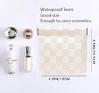 Leather Pocket Cosmetic Bag for Purse,Coin Purse Lipstick Cosmetic Accessories Organizer, Travel Kit Storage Pouch,Waterproof Portable No Zipper Self-closing (White/Small)