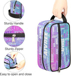 Personalized Name Toiletry Bag, Large Travel Cosmetic Bag Portable Makeup Organizer Bag for Women Bathroom Shower Essentials, Gradient Purple Blue Glittering