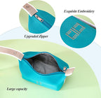 Fashion Makeup Bag for Women, Orange Red Canvas Make up Travel Bag, Hanging Cosmetic Bag Organizer for Wome