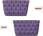 Haunted the Mansion Small Makeup Bag for Women - Leather Travel Cosmetic Bag Make Up Pouch Mini Travel Zipper Pouch - Makeup Organizer Bag