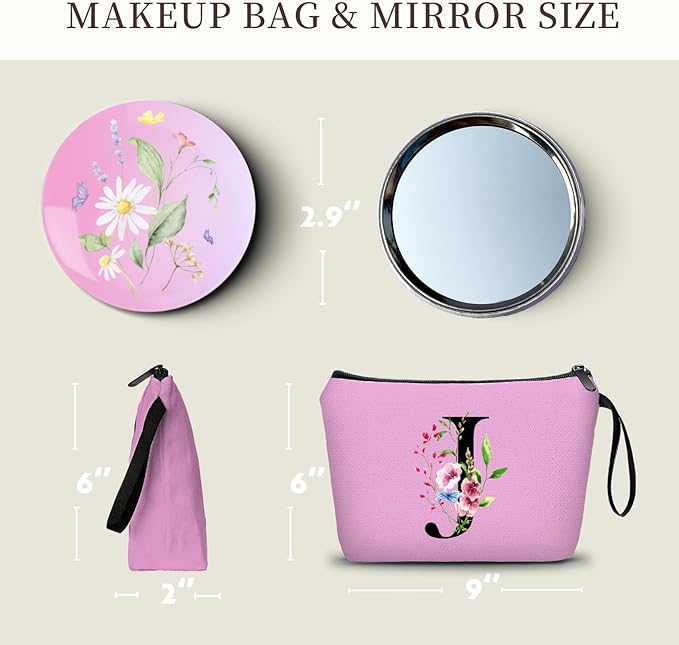 Birthday Inspirational Bridesmaid Proposal Team Small Gifts for Women Mom Aunt Teacher Sister Coworkers Makeup Cosmetic Bag Travel with Mirror Mothers Day Christmas Graduation J