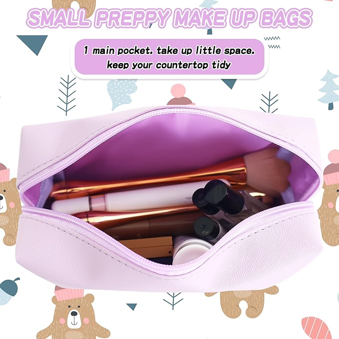 Gifts for Girls Initial Makeup Bag Personalized Cosmetic Bag with Zipper Cute Travel Toiletry Bag Waterproof PU Preppy Makeup Pouch Birthday Gift for Teen Girls Women(Purple Z)