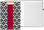 Kate Spade New York A4 Clipboard Folio with Low Profile Clip, Professional Padfolio Includes Lined Notepad, Pen Loop, and Pocket, Black Spade Flower
