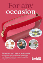 Clear Makeup Bag Zipper Pouch, Transparent Cosmetic Case Organizer, TSA Approved Travel Toiletry Case, Travel Accessories Essentials Makeup Tote for Women, Small Cute Make up Bag for Purse - Ruby