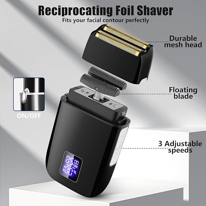Professional Hair Clippers and Trimmer Set for Men, Beard Trimmer & Foil Shaver & Nose Trimmer Kit, Cordless Mens Clippers and Grooming Kit for Hair Cutting, Beard Styling, Home, Barber