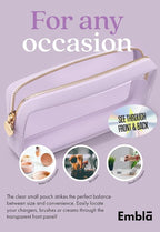 Clear Makeup Bag Zipper Pouch, Transparent Cosmetic Case Organizer, TSA Approved Travel Toiletry Case, Travel Accessories Essentials Makeup Tote for Women, Small Cute Make up Bag for Purse - Lilac