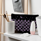 Funny Gothic Skeleton Makeup Pouch, Halloween Gifts for Women, Witchy & Dark Academia Makeup Bag, Horror Accessory (Purple)