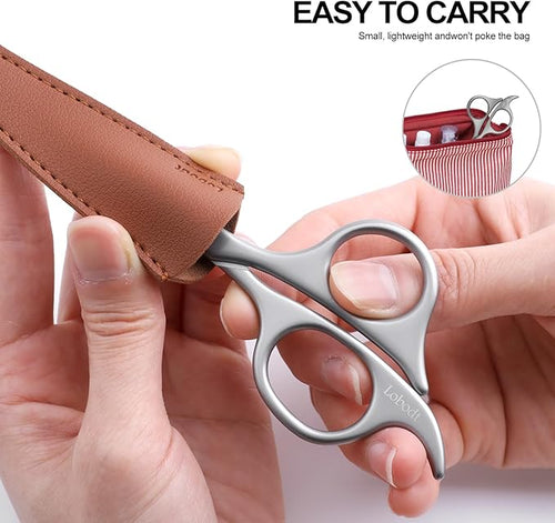 4.7-inch small nose hair scissors, round head, for trimming facial hair, ear hair, eyebrows, eyelashes, bathroom, suitable for both men and women, personal care and beauty (matte silver)