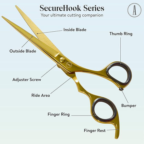 ANDUSTRIAL - Professional Hair Cutting And Thinning Scissors/Shears For Men/Women/Home/Salon - Premium High Carbon Steel Quality - Smooth And Sharp - 6.5 Inch, Gold