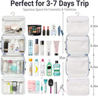 Bosidu Hanging Travel Toiletry Bag,Large Capacity Cosmetic Travel Toiletry Organizer for Women with 4 Compartments & 1 Sturdy Hook,Perfect for Travel/Daily Use/Christmas