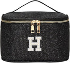 EURYNOME Makeup Bag with Custom Letter H, Water-Resistant Travel Organizer Pouch, (8.3x5.1x5.1 Inch) Cosmetic Case for Women