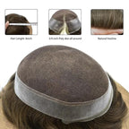 FACE MIRACLE Hair System for Men French Lace Mens Toupee Human Hair Replacement System Lace with PU Toupee for Men Male Hair Piece Wigs 6"X8" 5#MEDIUM LIGHT BROWN