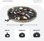 Lay-n-Go Cosmo Layflat Drawstring Cosmetic & Makeup Bag Organizer w/Zipper Pocket, Brush Loops & More, Cinch to Close, Lay Flat to Use, Durable, Machine Wash, Travel Toiletry Bag (22", Leopard)