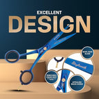 Hair Cutting Scissors-Professional Hairdressing Scissors for Women,Men,Hair Stylists,Salon,Barber- 6.5-Inch Stainless Steel Hair Scissors with Finger Rest (Classic Scissor Blue Titanium)