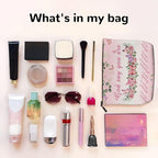 MOLAIGIN Prayers Religious Inspirational Positive Thoughts And Quotes Pink Rose Butterfly Cosmetic Bag For Women, Travel Makeup Bag, Toiletry Zipper Bag, Large Capacity Aesthetic Cases