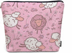 Makeup Bag For Purse Sheep, Farm Animal Weed Flower Sheep Cosmetic Bags For Women With Zipper Travel Toiletry Pouch Makeup Bags Makeup Organizers Purse For Toiletries Cosmetics
