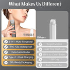 KINGTEE 5-in-1 Electric Bikini Trimmer for Women – IPX7 Waterproof Shaver, Cordless Body & Facial Razors for Women, Ceramic Blades, USB-C Rechargeable, Painless Hair Removal Kit (Light Black)