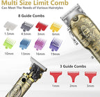 Soonsell Professional Hair Clippers for Men Cordless， Mens Clippers and Grooming Set，Electric Shavers, Clippers and T-Blade Trimmers Set，Hair Cutting Kit LCD Display（Bronze