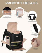 Large Travel Makeup Bag with 2 Removable Case, Dual-Shoulder Multi-Functional Cosmetic Bag,Double Layer Big Capacity, Portable Toiletry and Skincare Storage Pouch Black