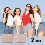 2pcs Pink Vintage Roses Floral Makeup Bag, Pink Coquette Roses Flower Cosmetic Bag Rose Gifts for Women Female Girls Sister BFF Nature Lover, Travel Zipper Pouch Christmas Thanksgiving Birthday Gifts