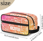 Custom Name Makeup Bag Travel Bag, Toiletry Bag Travel Large Capacity Cosmetic Container Organizer for Shampoo Shiny Glitter Starry Red Orange