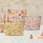 3pcs Colorful Flower Makeup Bag, Retro Botanical Flower Cosmetic Bag, Christmas Wedding Anniversary Birthday Friendship Gifts for Women Girls Best Friends Sister Bestie Grandma Travel Toiletry Bag