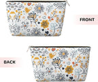Womens Leather Makeup Bag Cosmetic Bag Travel Toiletry Bags Make Up Bags for Women Adult (Boho·Floral)