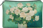 COEQINE Leather Cosmetic Purses for Women Evening Party Purse Green Rose In A Bottle Art Print Cosmetic Wallet Large Capacity for Ladies Cell Phone Purse 5x7 Inch Easy To Clean