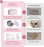 BOYATU Travel Makeup Bag Cosmetic Bags for Women: 3 Pcs Set Portable Make up Bag with Handle - Vegan Leather Toiletry Bags with Compartments - Makeup Organizer for Travel Essentials(C-5-Purple)