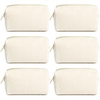 SOIDRAM 6PCS Bridesmaid Proposal Gifts Corduroy Beige makeup bag bulk for Wedding Party Favors Bachelorette party decorations Toiletry Organizer Bag Cosmetic Case Gift