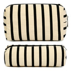 SOIDRAM Makeup Bag Corduroy Cosmetic Bag White Stripe Makeup Pouch 1Pcs Large Capacity Makeup Bags and 1Pcs Makeup Brushes Storage Bag Travel Toiletry Bag Organizer